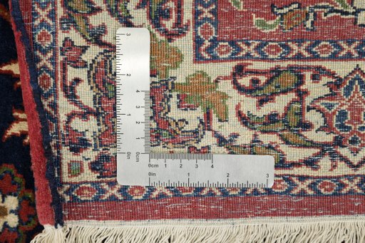 Corner detail of 1930s Isfahan rug showing border pattern and Wool pile