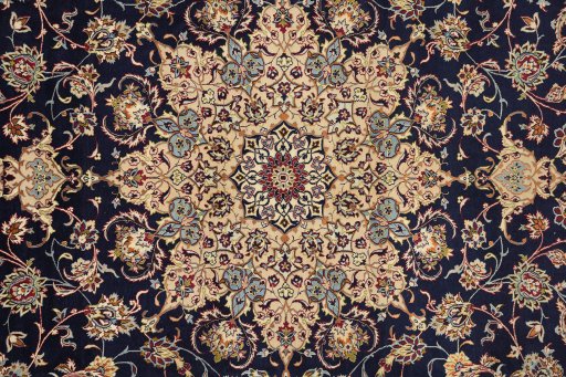 Central medallion detail of 1980s Isfahan rug from Iran / Persia