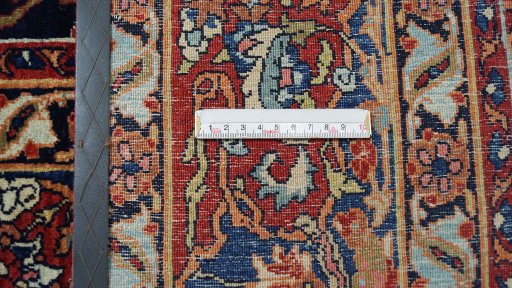 Full view of 1920s Isfahan rug from Iran / Persia, 218 × 142 cm in Beige tones