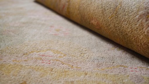 Close-up detail of New Isfahan rug from Iran / Persia showing Wool weave