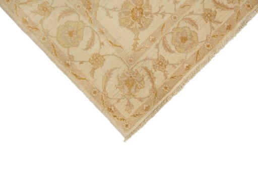 Backside of handmade New Isfahan rug showing knot structure and weave density