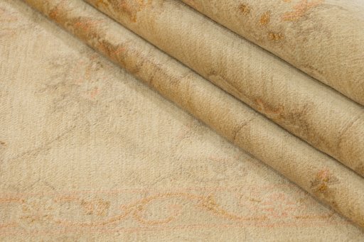 Close-up detail of New Isfahan rug from Iran / Persia showing Wool weave