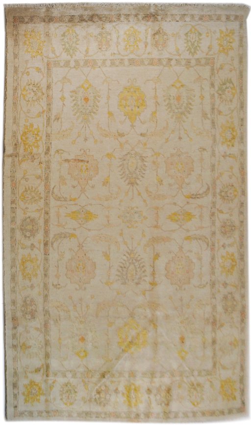 Full view of New Isfahan rug from Iran / Persia, 325 × 193 cm in Beige tones