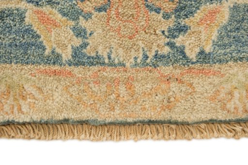 Close-up detail of New Isfahan rug from Iran / Persia showing Wool weave