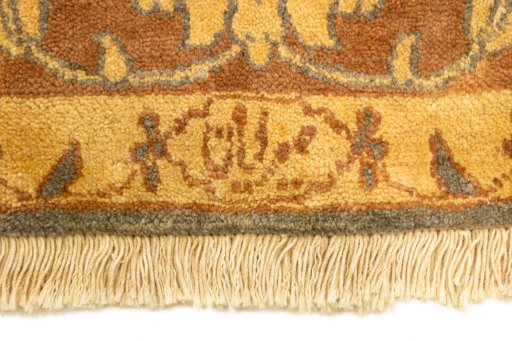 Close-up detail of New Isfahan rug from Iran / Persia showing Wool weave