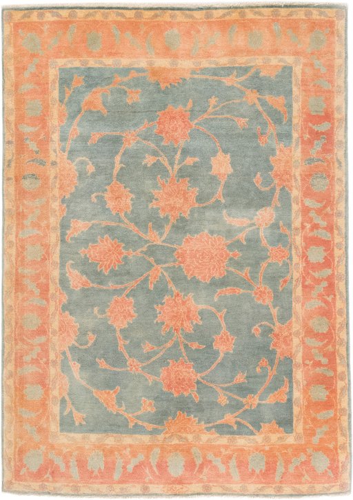 Full view of New Isfahan rug from Iran / Persia, 211 × 150 cm in Blue tones