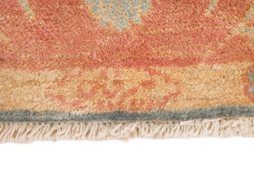 Close-up detail of New Isfahan rug from Iran / Persia showing Wool weave