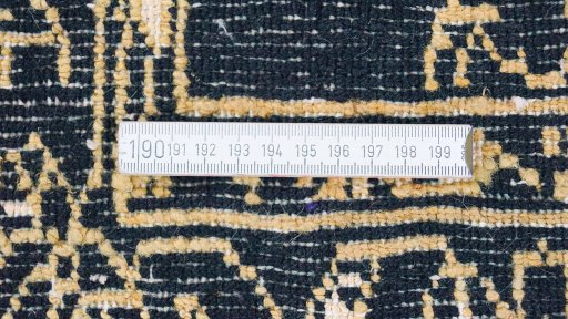 Full view of New Isfahan rug from Iran / Persia, 150 × 79 cm in Black tones