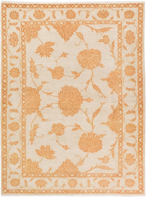 Full view of New Isfahan rug from Iran / Persia, 198 × 150 cm in White tones