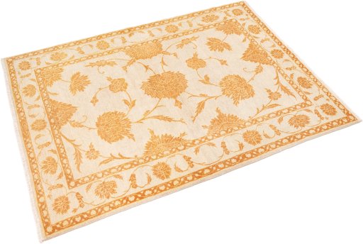 Corner detail of New Isfahan rug showing border pattern and Wool pile