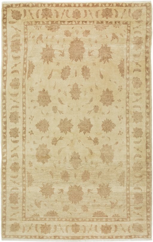 Full view of New Isfahan rug from Iran / Persia, 370 × 240 cm in Beige tones