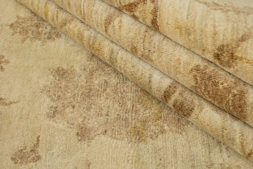 Full view of New Isfahan rug from Iran / Persia, 370 × 240 cm in Beige tones