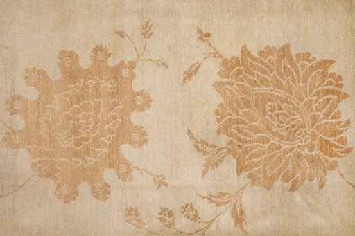 Full view of New Isfahan rug from Iran / Persia, 503 × 363 cm in Cream tones