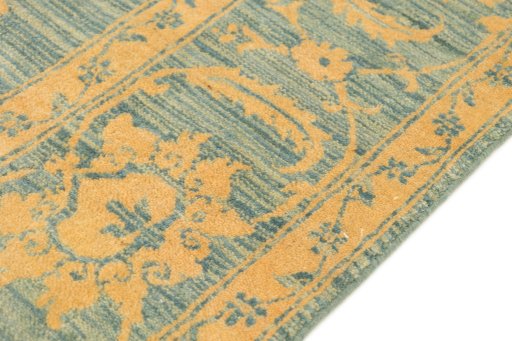 Close-up detail of New Isfahan rug from Iran / Persia showing Wool weave