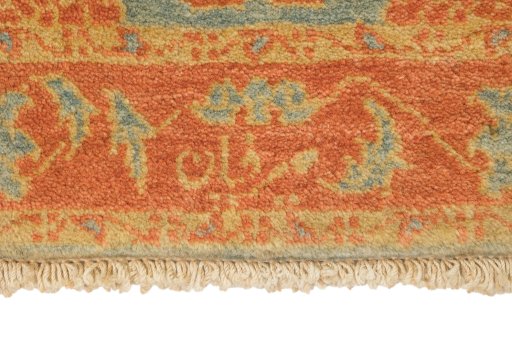 Close-up detail of New Isfahan rug from Iran / Persia showing Wool weave