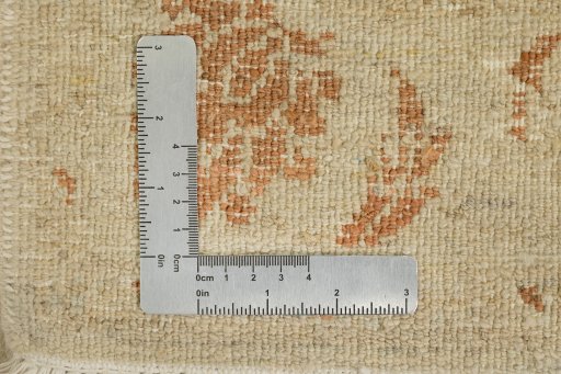 Full view of New Isfahan rug from Iran / Persia, 399 × 81 cm in Cream tones