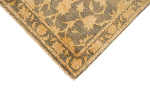 Backside of handmade New Isfahan rug showing knot structure and weave density