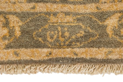 Close-up detail of New Isfahan rug from Iran / Persia showing Wool weave