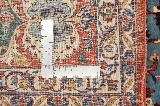 Full view of 1920s Isfahan rug from Iran / Persia, 238 × 145 cm in Blue tones