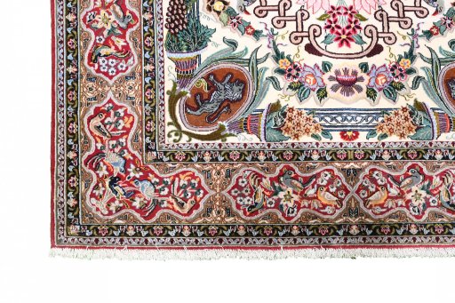 Central medallion detail of New Isfahan rug from Iran / Persia