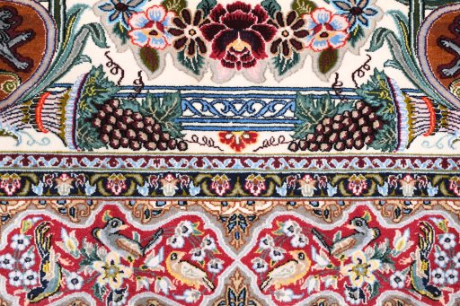 Full view of New Isfahan rug from Iran / Persia, 161 × 110 cm in Beige tones