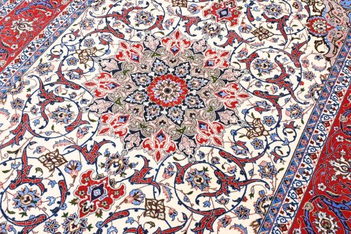 Central medallion detail of New Isfahan rug from Iran / Persia