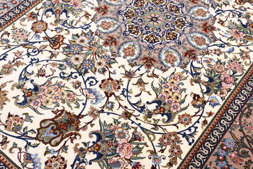Central medallion detail of New Isfahan rug from Iran / Persia