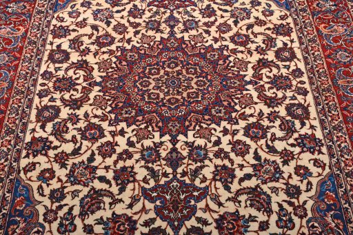 Central medallion detail of 1930s Isfahan rug from Iran / Persia