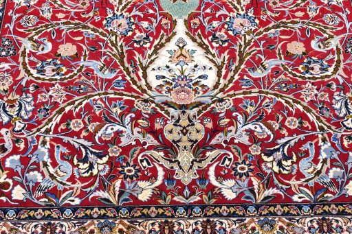 Surface texture of New Isfahan rug with natural Cork and intricate pattern