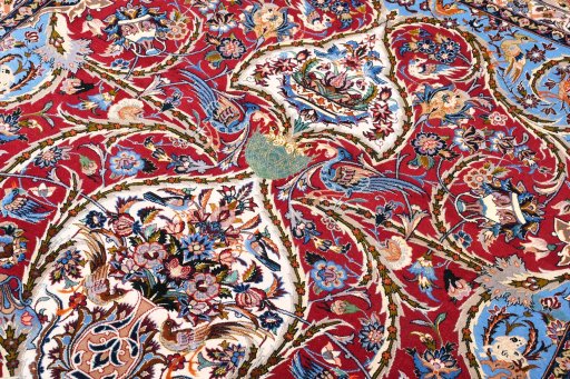 Central medallion detail of New Isfahan rug from Iran / Persia