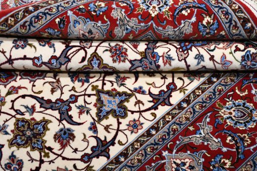 Surface texture of New Isfahan rug with natural Cork and intricate pattern