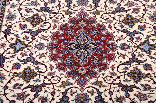 Central medallion detail of New Isfahan rug from Iran / Persia