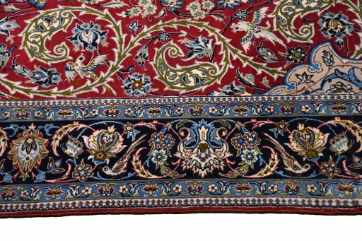 Full view of New Isfahan rug from Iran / Persia, 161 × 110 cm in Red tones