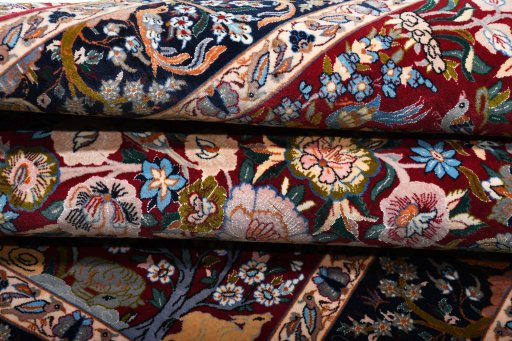 Surface texture of New Isfahan rug with natural Cork and intricate pattern