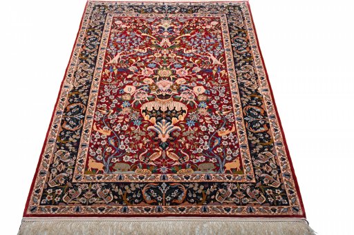 Surface texture of New Isfahan rug with natural Cork and intricate pattern