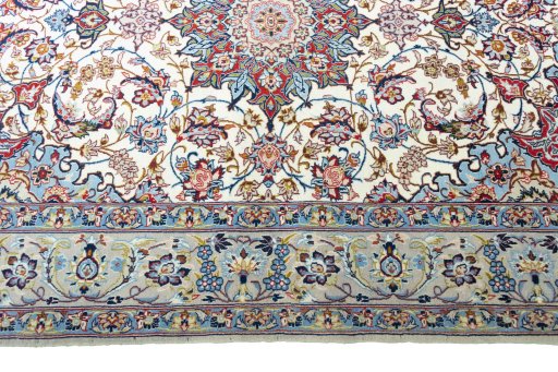Close-up detail of 2000s Isfahan rug from Iran / Persia showing Cork weave
