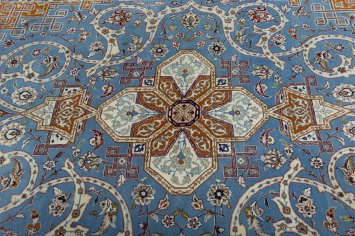 Central medallion detail of 1950s Isfahan rug from Iran / Persia