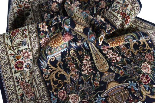 Surface texture of New Isfahan rug with natural Cork and intricate pattern