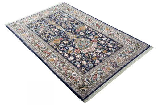 Close-up detail of New Isfahan rug from Iran / Persia showing Cork weave