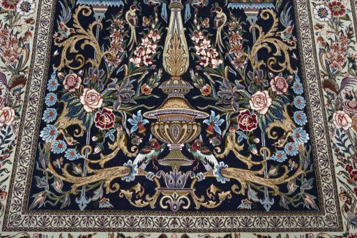 Central medallion detail of New Isfahan rug from Iran / Persia