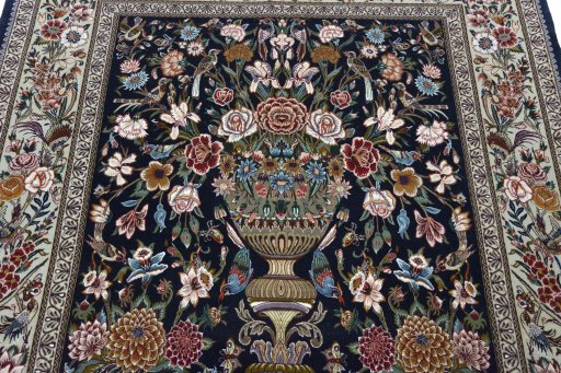 Close-up detail of New Isfahan rug from Iran / Persia showing Cork weave