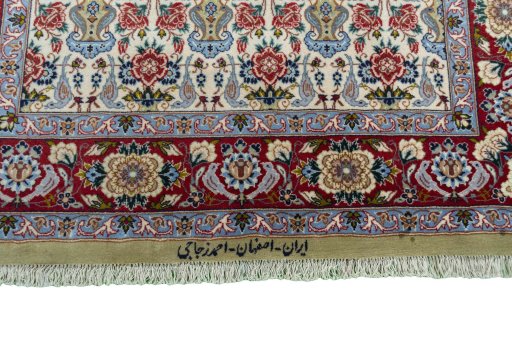 Central medallion detail of New Isfahan rug from Iran / Persia