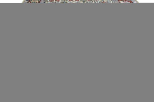 Full view of New Isfahan rug from Iran / Persia, 390 × 88 cm in Beige tones