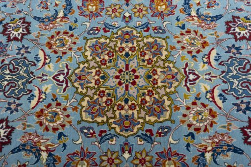 Central medallion detail of 1970s Isfahan rug from Iran / Persia
