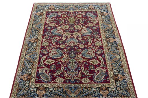 Surface texture of 2000s Isfahan rug with natural Cork and intricate pattern