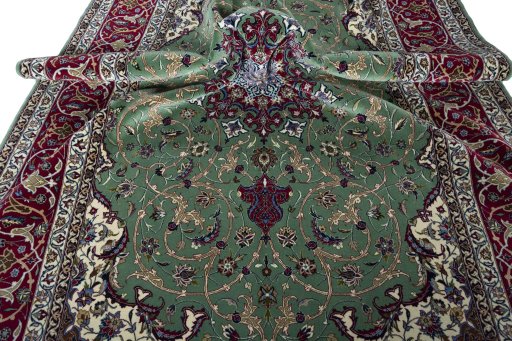 Surface texture of New Isfahan rug with natural Cork and intricate pattern