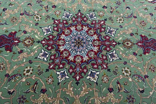 Central medallion detail of New Isfahan rug from Iran / Persia