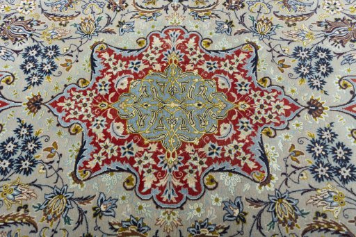 Central medallion detail of 2000s Isfahan rug from Iran / Persia