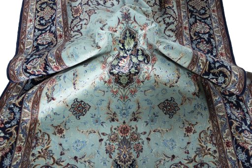 Surface texture of New Isfahan rug with natural Cork and intricate pattern