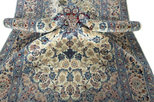 Surface texture of 2000s Isfahan rug with natural Cork and intricate pattern